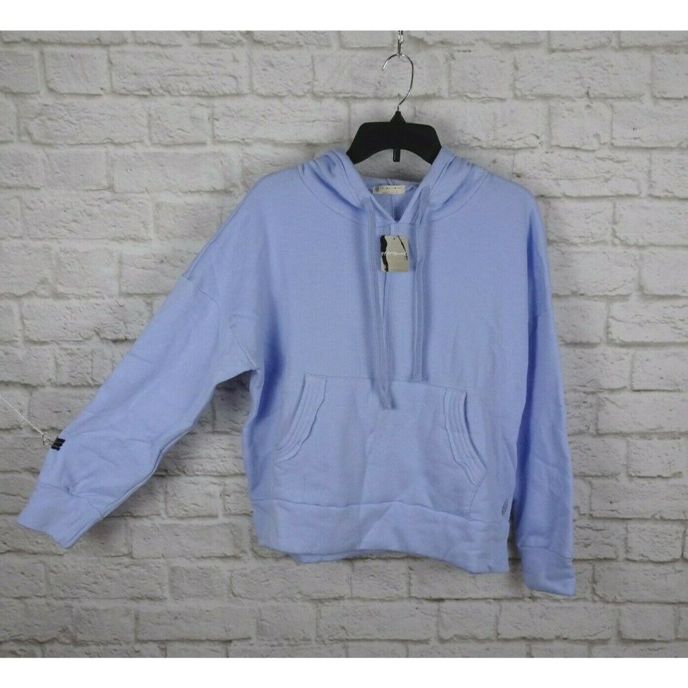 New Free People Movement Sweatshirt Work It Out Hoodie Aurora Blue Athleisure S - Picture 2 of 12